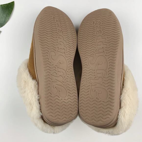 My Slippers Brown Leather Suede Faux Fur Lined Slip On Hard Sole Women's 6 - Picture 10 of 10
